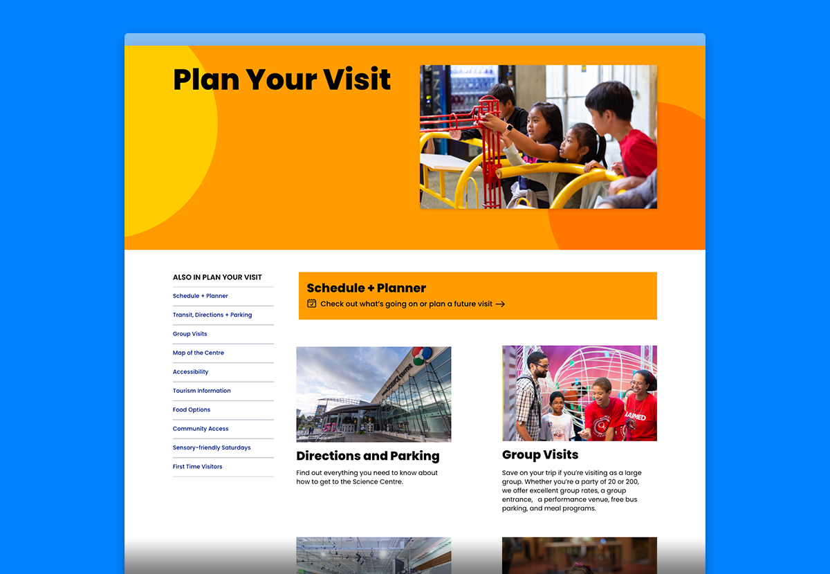 Plan your visit page